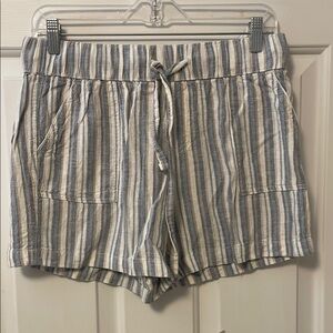 Linen/Rayon High Waist Striped Women's Shorts Size Medium M